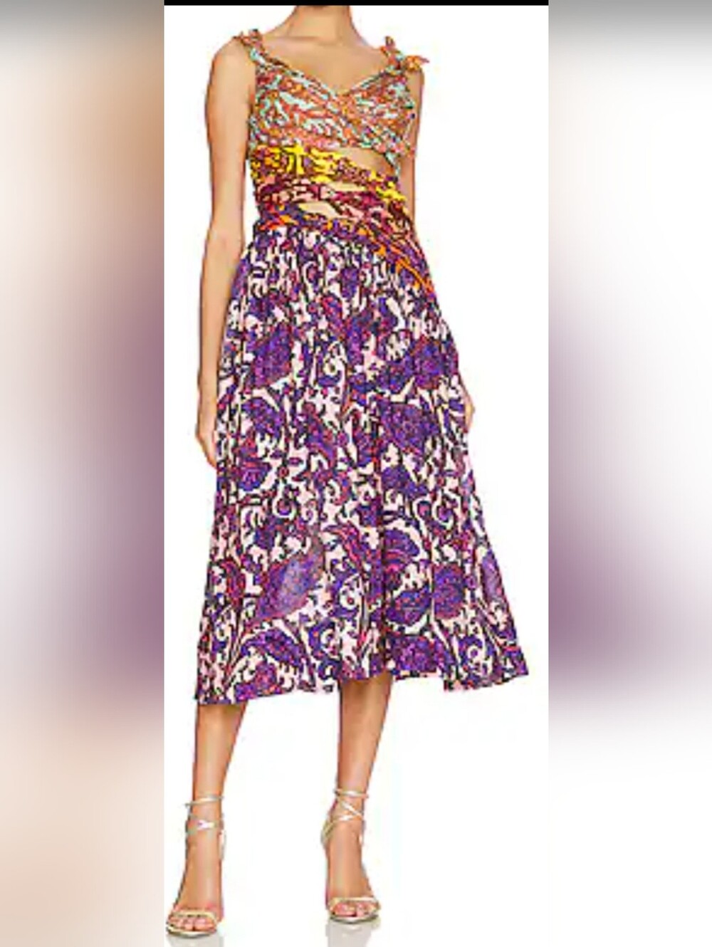 Zimmermann Tiggy Bow in Spliced Pasley Midi Dress